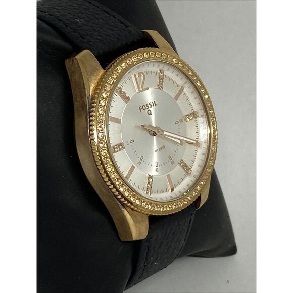 Fossil FTW5016 Women's Black Leather White Analog Dial Hybrid Smart Watch XX786 - Picture 5 of 12